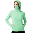 thumbnail image 5 of MORESEC Women Plus Size Hooded Long Sleeve UPF50 Solid Sun Protection Shirts Casual Workout Rash Guard Tops Fishing Beach Hiking Clothes, Mint Green 2XL, 5 of 5