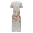 thumbnail image 2 of Viikei Plus Size Short Sleeve Dress for WomenO-Neck Print Daily Vintage Bohemian Maxi Dresses, 2 of 4