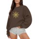thumbnail image 1 of Gibobby Sudadera Navidad mujer Sudadera con capucha de manga larga con estampado de oro de imitación para mujer(Marrón,XG), 1 of 4