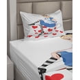 thumbnail image 2 of Ambesonne Alice in Wonderland Fitted & Top Sheet Set with Sham, Lady with Tea, Multicolor, 2 of 4