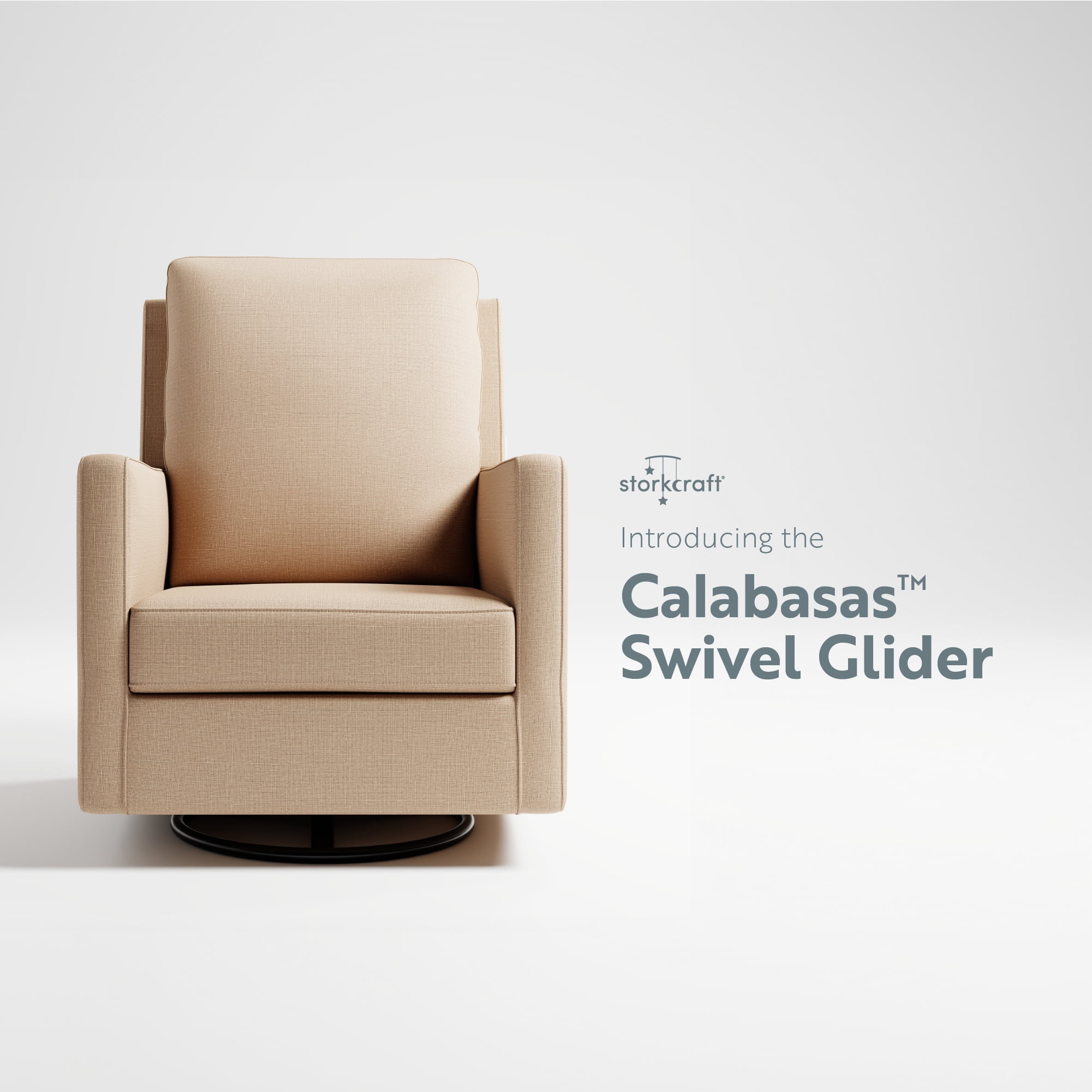 Storkcraft Calabasas Infant Nursery Upholstered Swivel Glider, Latte