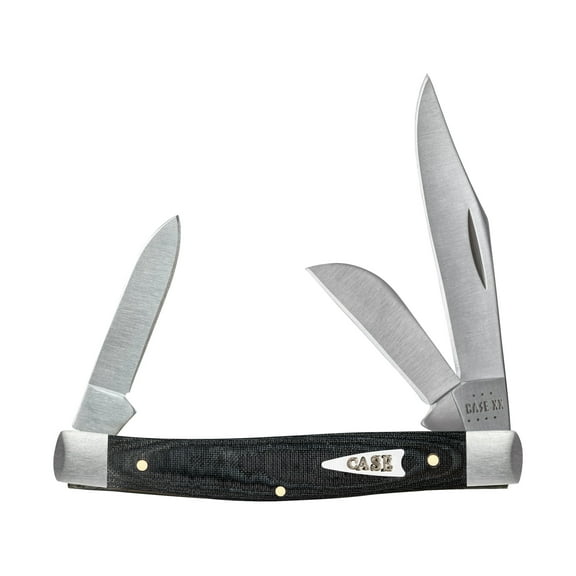 Case Medium Stockman Pocket Knife 2.42" Clip, Sheepfoot, and Pen Tru-Sharp Satin Blade Micarta Handle Black