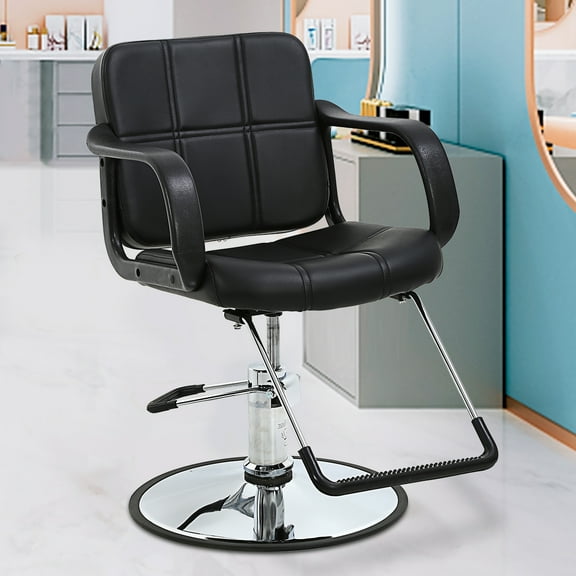 Dkelincs Reclining Barber Chair Hydraulic Salon Chair Adjustable Styling Chair Swivel Hair Tattoo Chair for Hair Stylist with Footrest, Black