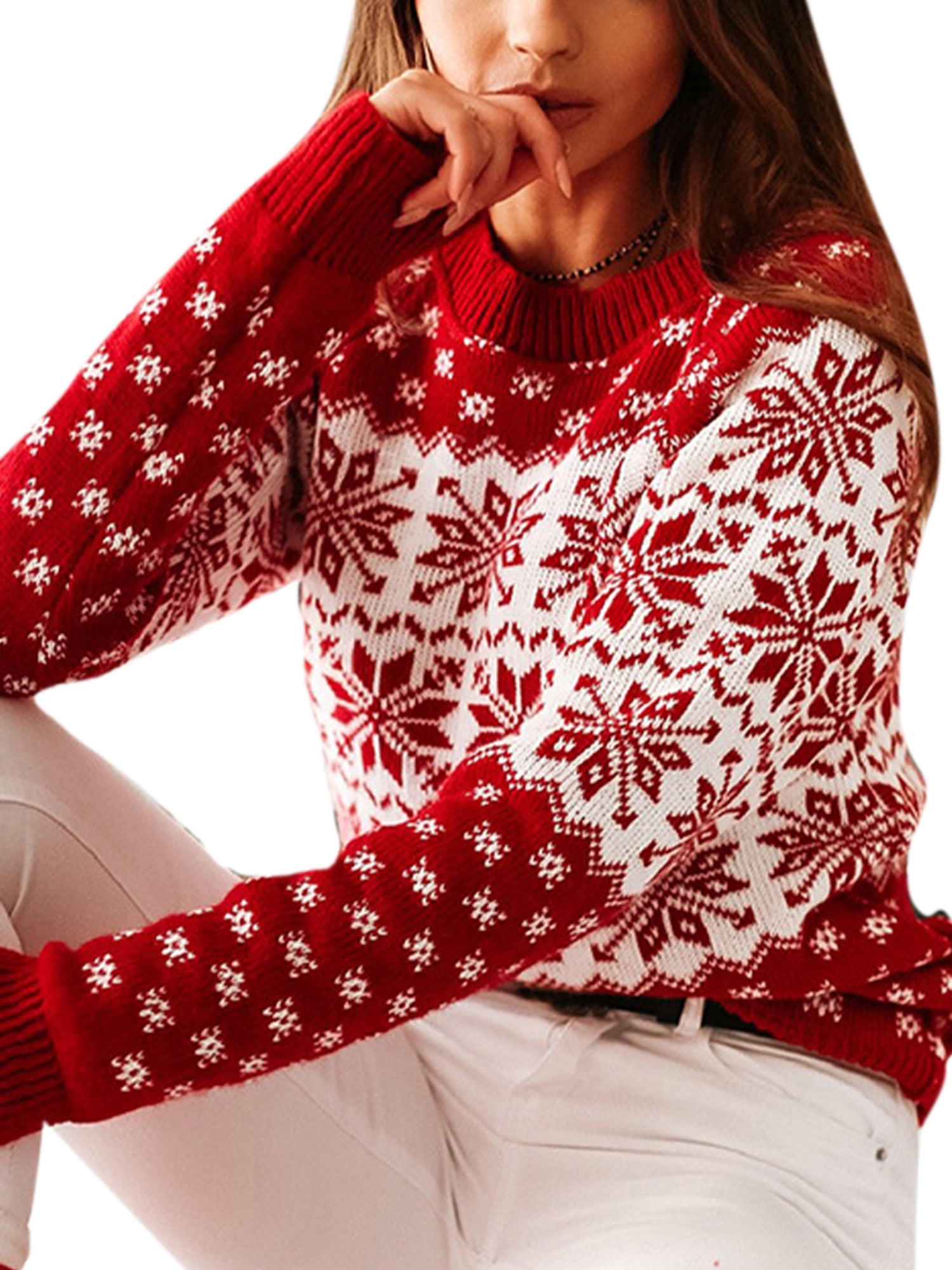 white snowflake sweater