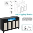 thumbnail image 3 of 47 Inch Modern Entertainment Sideboard with LED Lights & Power Outlet, Rattan & Wood Storage Cabinet, 3 of 8