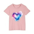 thumbnail image 2 of piuwrlz Summer Short T-Shirts for Girls Short Tops Sleeve Printed Tops Cotton Undershirts Pink Size 9 Years, 2 of 5