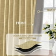 thumbnail image 5 of Yellow 100% Blackout Linen Curtains 84 Inch 2 Panels Set Double Sided No Coating Pleated Back Tab Black Out Long Thermal Insulated Pinch Pleat Bedroom Living Room Darkening Window Drapes, 5 of 13