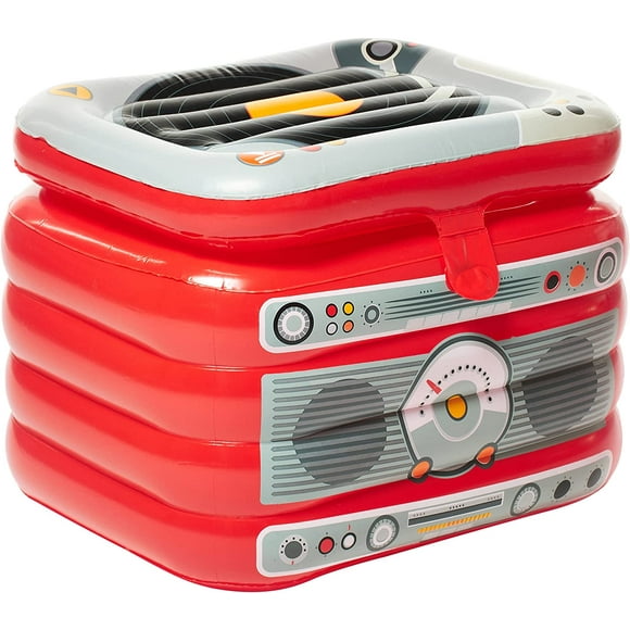 Inflatable Drinks Cooler, Floating ice Box with Jukebox Design, Pool Accessories for Parties, Red