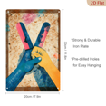 thumbnail image 3 of 1pc Metal Wall Art, 8x12 Inches, Clasped Hands Unity Solidarity Sign with Blue Yellow Colors & Vintage Textured Background, Decorative Paddle/Blue Pink Objects,, 3 of 7
