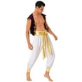 thumbnail image 2 of TiaoBug Mens Arabian Prince Costume Outfits Golden Vest and Bloomers Pants Halloween Cosplay Party Suit White XXL, 2 of 5