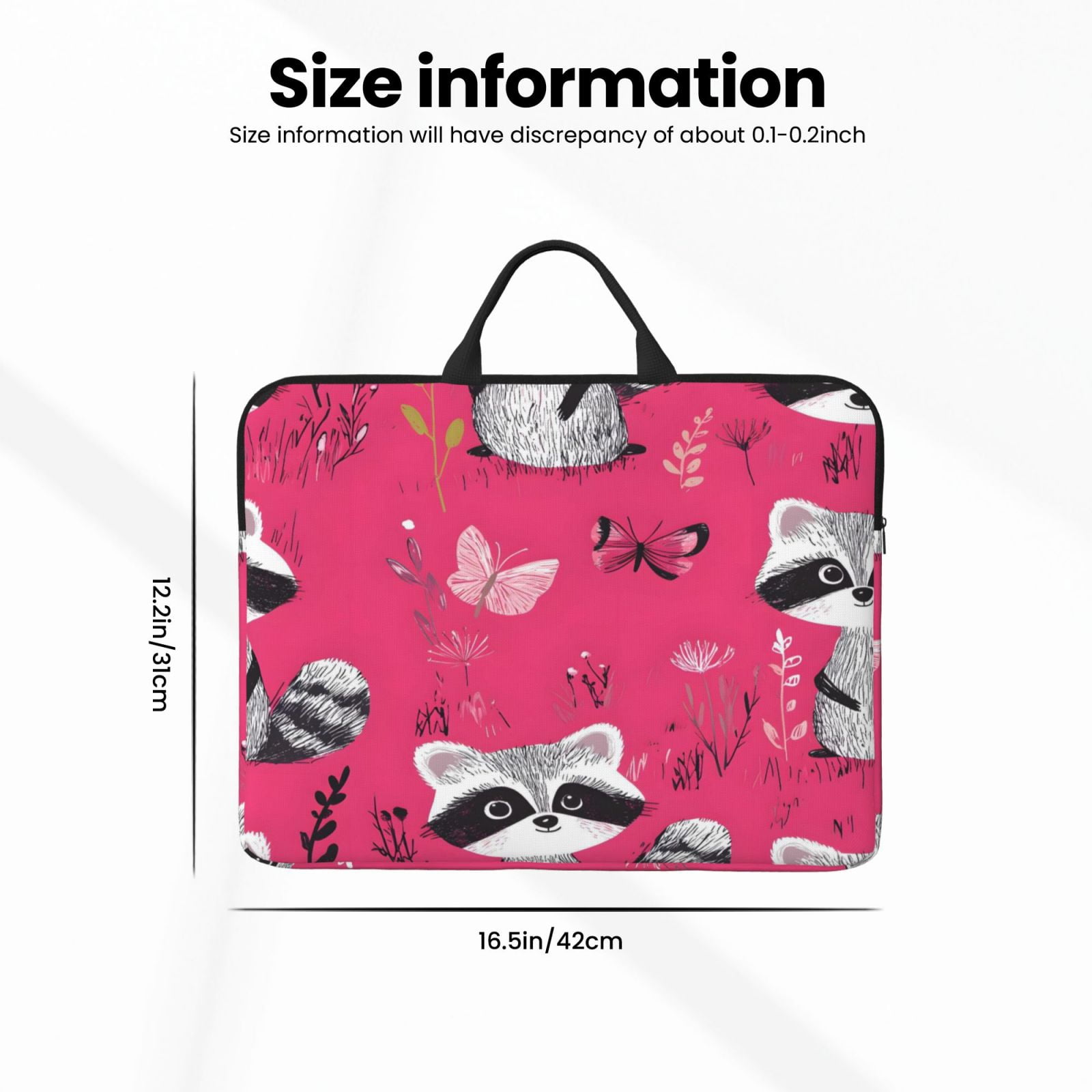 Laptop Sleeve Bag For Women Men 14inch Waterproof Durable Protective Computer Carrying Cover Handle Laptop Case Bag Chic Raccoon