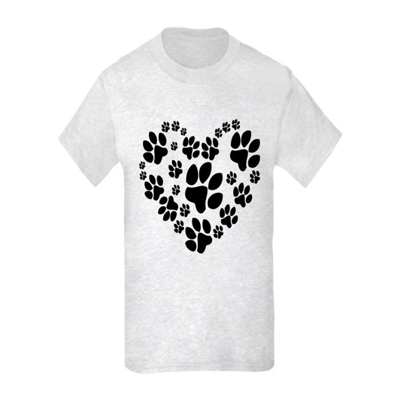 CafePress - Paws Heart Kids Light T Shirt - Kids Light T-Shirt