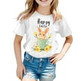 thumbnail image 4 of Toddler Girl Short Sleeve T-Shirts Cartoon Print Crewneck Basic Tees Fashion Casual Summer Tops,White,130, 4 of 5