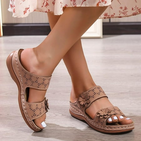 

amlbb Platform Sandals for Women Flat Shoes Ladies Beach Sandals Summer Non-Slip Causal Slippers on Clearance