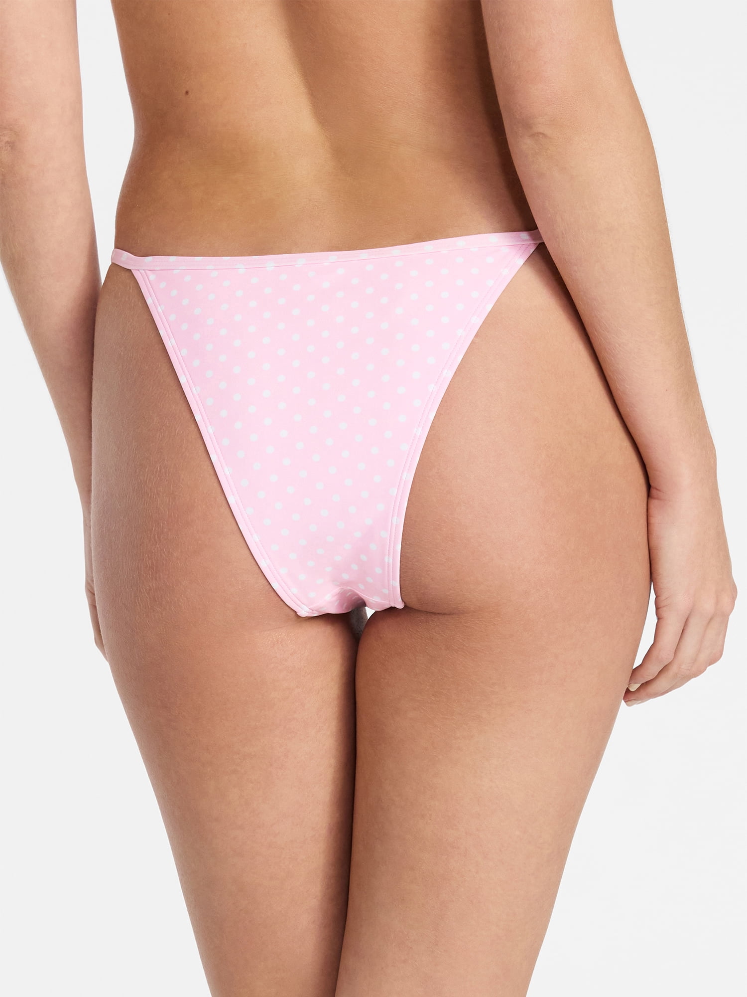 No Boundaries Polka Dot Print String Bikini Bottoms, Women’s XXS-XXL