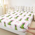 thumbnail image 4 of Manfei Pink Girly Bowtie Queen Sheets,Cute Cucumber Pattern Queen Sheet Sets,4 Pieces,1 Flat Sheet,1 Fitted Sheet and 2 Pillowcases, 4 of 6