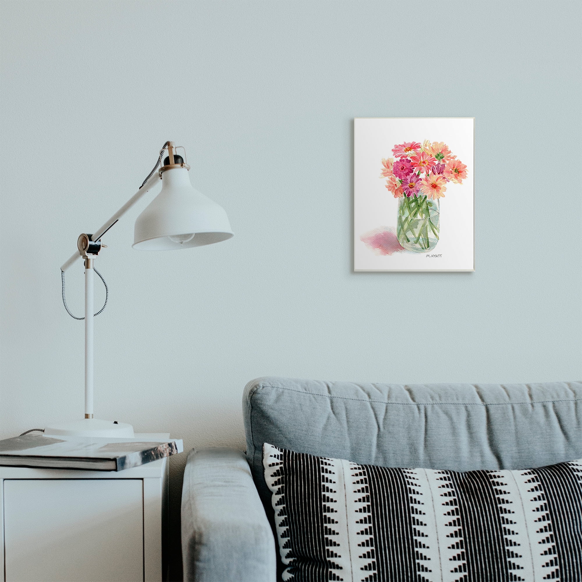 Stupell Industries Pink Daisy Watercolor Bouquet in Canning Jar Wall Plaque, 10 x 15, Design by Melissa Hyatt LLC