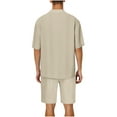 thumbnail image 4 of Stamzod Sweatsuits for Men 2 Piece Summer Solid Color Short Sleeve Tees and Shorts Set Casual Loose Plus Size Workout Running Tracksuit with Pocket Khaki L, 4 of 7