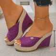 thumbnail image 7 of Rokment Cotton Linen Espadrilles Platform Wedge Sandals for Women 2026 Summer Beach Trendy Casual Peep Toe Extra Chunky Heeled Slip on Slides Backless Dressy Slippers Purple Size 6.5, 7 of 7
