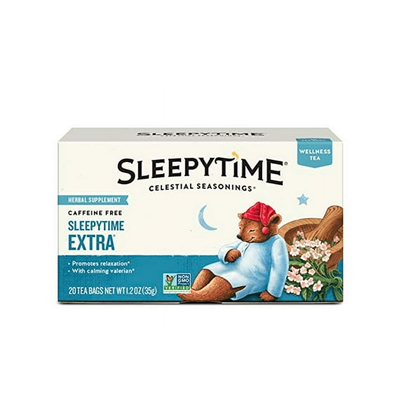 Celestial Seasonings Wellness Tea, Sleepytime Extra, Caffeine Free Sleep Tea, 20 Tea Bags (Pack of 6)