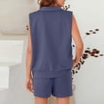 thumbnail image 4 of Short Sets for Women Sleeveless V Neck Collared Tank Top and Shorts 2 Piece Matching Set Tracksuit Loungewear, 4 of 5