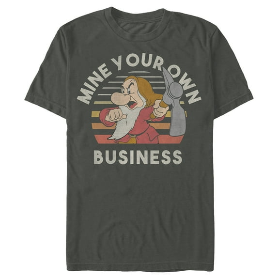 Men's Snow White and the Seven Dwarfs Grumpy Mine Your Own Business Graphic Tee Charcoal X Large