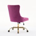 thumbnail image 3 of Chaise de Bureau pour Meubles, Chaise de Bureau Moderne Rembourrée en Velours Capitonnée à Boutons pour la Maison avec Base en Métal Doré, Chaise de Bureau Réglable Chaise de Bureau Pivotante, 3 of 5