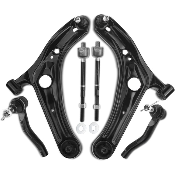 A-Premium Set of 6, Front Lower Control Arm, Inner & Outer Tie Rod End, Compatible with Toyota Echo 2004-2005