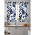 thumbnail image 2 of Blue Flower Tier Curtains 45 Inch Length,Sheer Curtains for Bedroom Living Room Window Vintage Ink Rose Floral Spring Botanical Rod Pocket Drapes Kitchen Curtains Small Half Window 27.5"x45" 2 Panels, 2 of 6