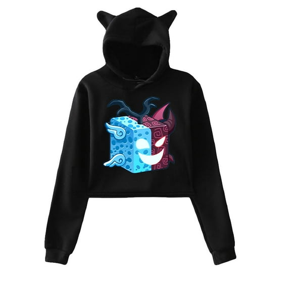 Blox fruits Cat ear hoodie with popular pattern casual women's short hoodie sportswear