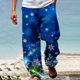 thumbnail image 1 of Puntoco Pantalones rectos con cintura elástica y estampado de moda informal de verano para hombre, 1 of 5