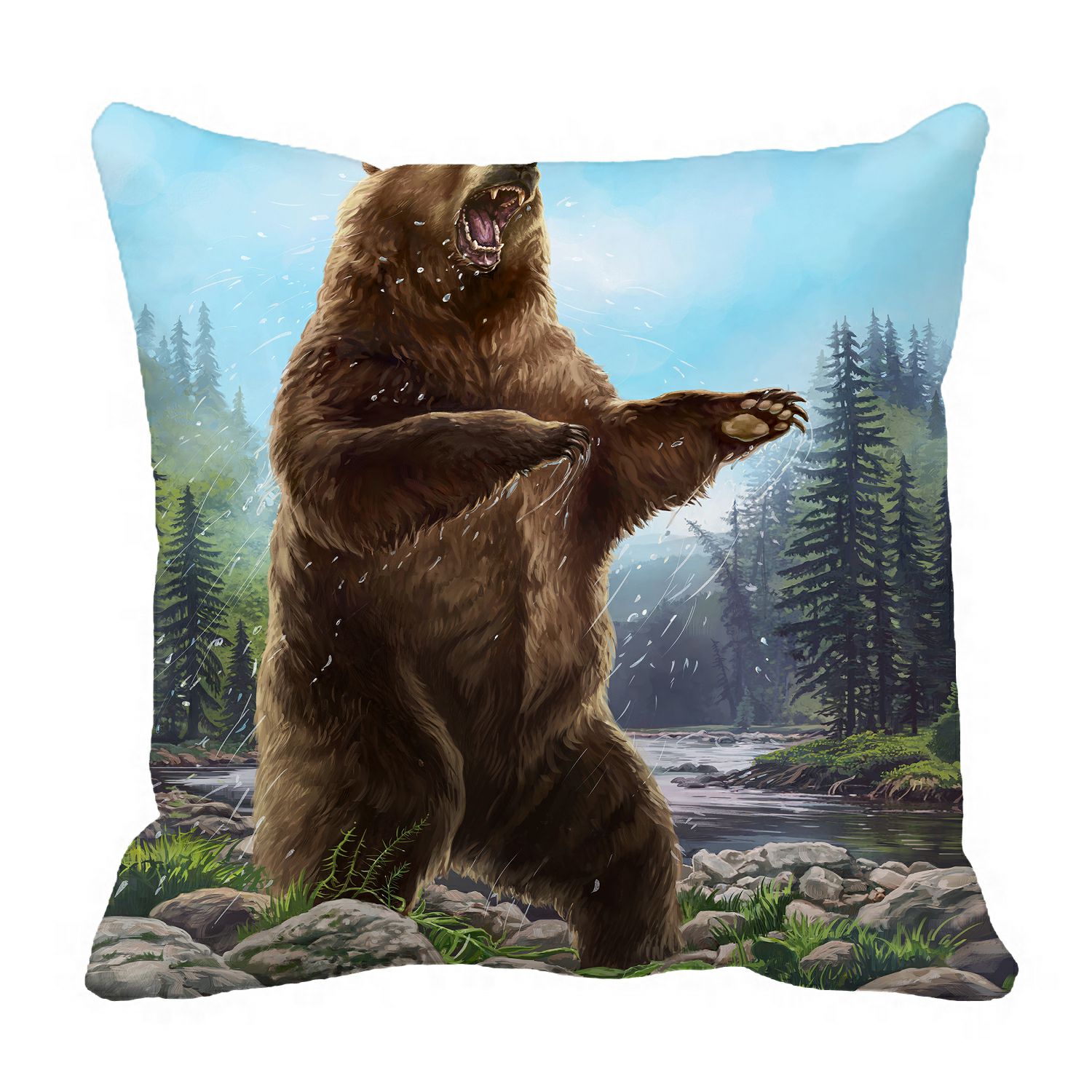 PHFZK Animal Pillow Case, Aggressive Bear Pillowcase Throw Pillow