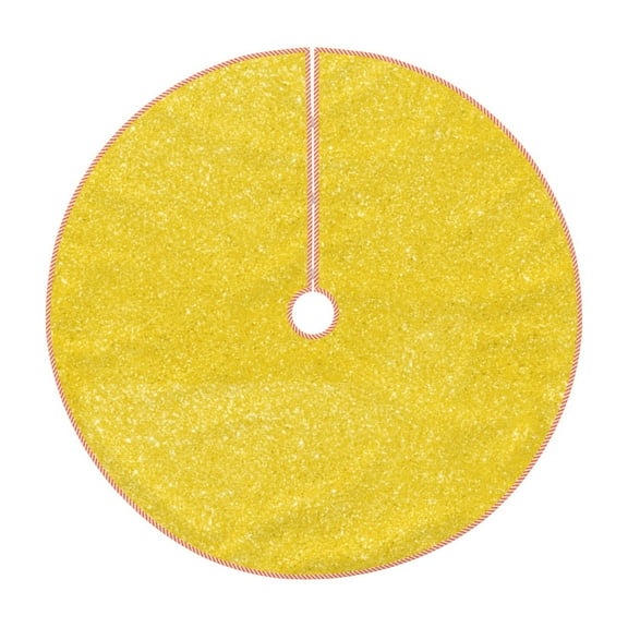 Rateoe Yellow Glitter Pattern Christmas Tree Skirt with Ties , Christmas Tree Decorations, Farmhouse Christmas Decor Xmas Holiday Decorations-30"