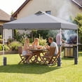 thumbnail image 5 of Gymax 10x10 FT Pop Up Canopy Tent 1-Person 1-Button Push Instant Setup Heavy Duty Frame Silver-Coated Top Portable Gazebo w/ 4 Sandbags Gray, 5 of 10