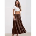 thumbnail image 6 of Jaimenalin Women'S Boho Flowy Maxi Skirt Flared Ruffle Elastic Waist Summer A Line Spring Long Skirts Brown M, 6 of 8