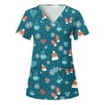 thumbnail image 1 of Snorda Haut de Blouse Médicale pour Femmes Mode Manches Courtes Col en V Uniformes de Travail avec Poche Imprimée, 1 of 4