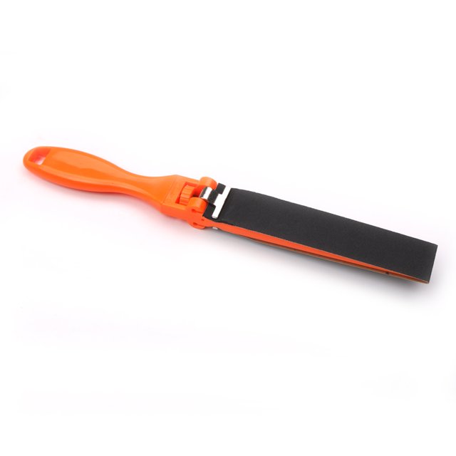Lija para guitarra con mango ergonómico y bandas reemplazables - Ideal para pulir trastes, puentes y cejillas - Color naranja