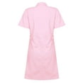 thumbnail image 3 of TiaoBug Women's Lapel Collar Short Sleeve Button Front Hospital Nurse Scrubs Dress Pink X-Large, 3 of 7