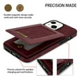 thumbnail image 3 of Feishell Wallet Case for iPhone 13, [RFID Blocking] Credit Card Holder Back Magnetic Buckle Luxury Premium PU Leather Purse Flip Kickstand Shockproof Cover For iPhone 13, Winered, 3 of 8
