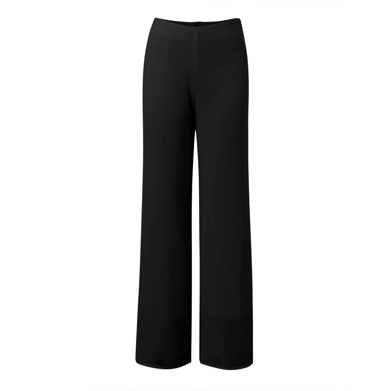 JHLZHS Palazzo Pants for Women Plus Size Women s Lightweight Chiffon High Elastic Waist Flowing Trousers Flared Straight Leg Women Wedding Culottes Dressy Pants for Women Women Capri Pants for Summer ...