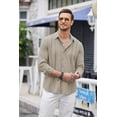 thumbnail image 4 of COOFANDY Mens Casual Beach Button Down Shirts Long Sleeve Cuban Camp Guayabera Shirts, 4 of 7
