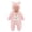 Pink, variant on AWZXDE Baby Snowsuit Cute Bear Ear Hood Quilted Side Snap Warm Winter Jumpsuit Outwear Blue - 3-6 Months