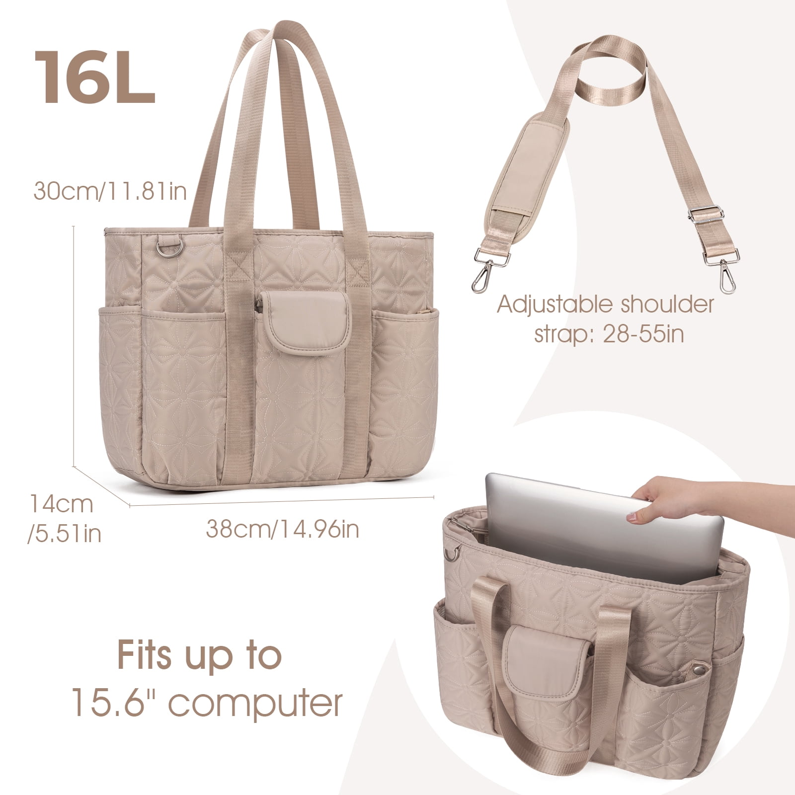 Tote Bag for Women with Computer Compartment Zipper Work Bag for Casual Work Dating College