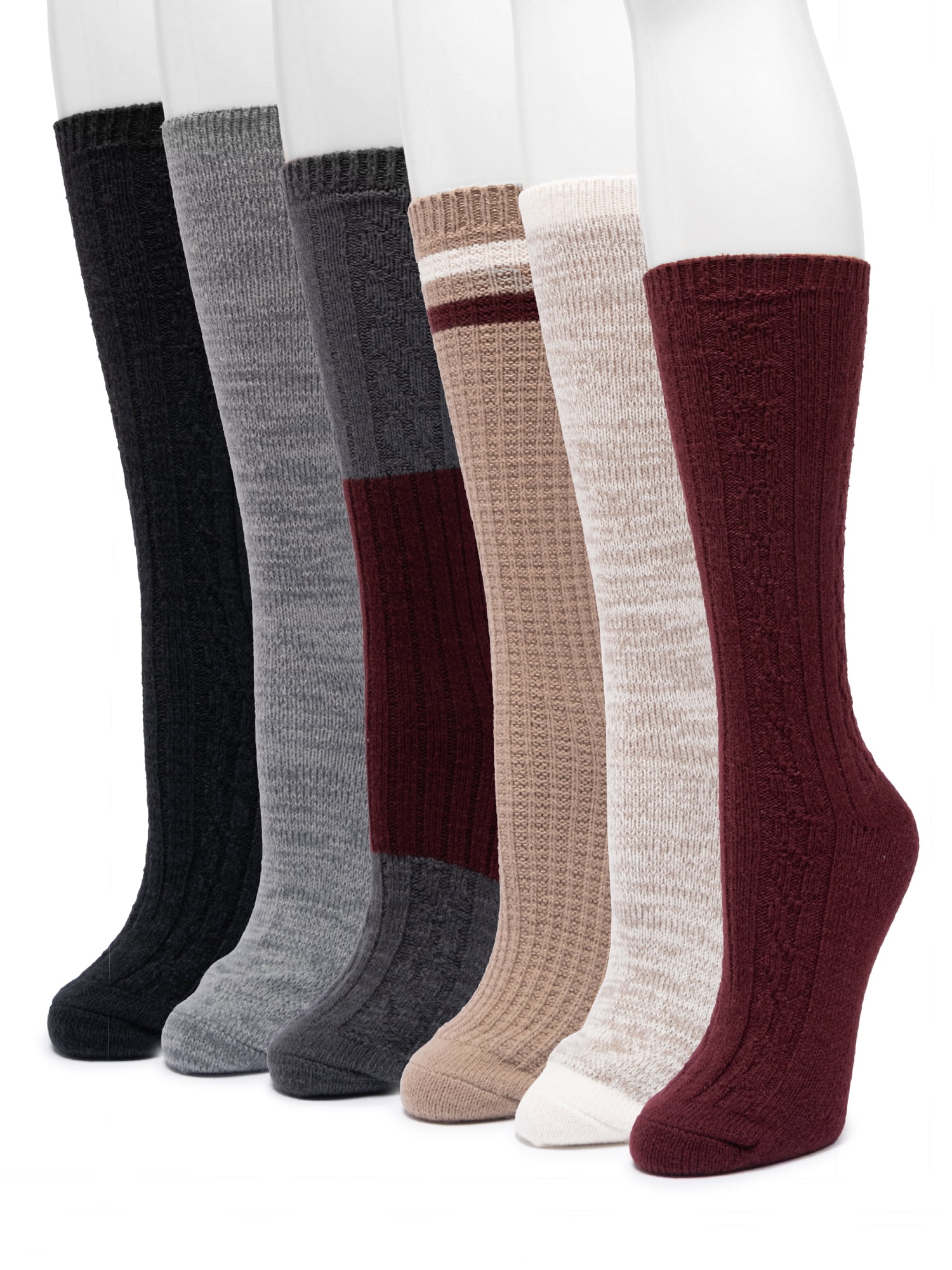 MUK LUKS Women's Fluffy Dream Tall Boot Socks, 6-Pack, OSFM