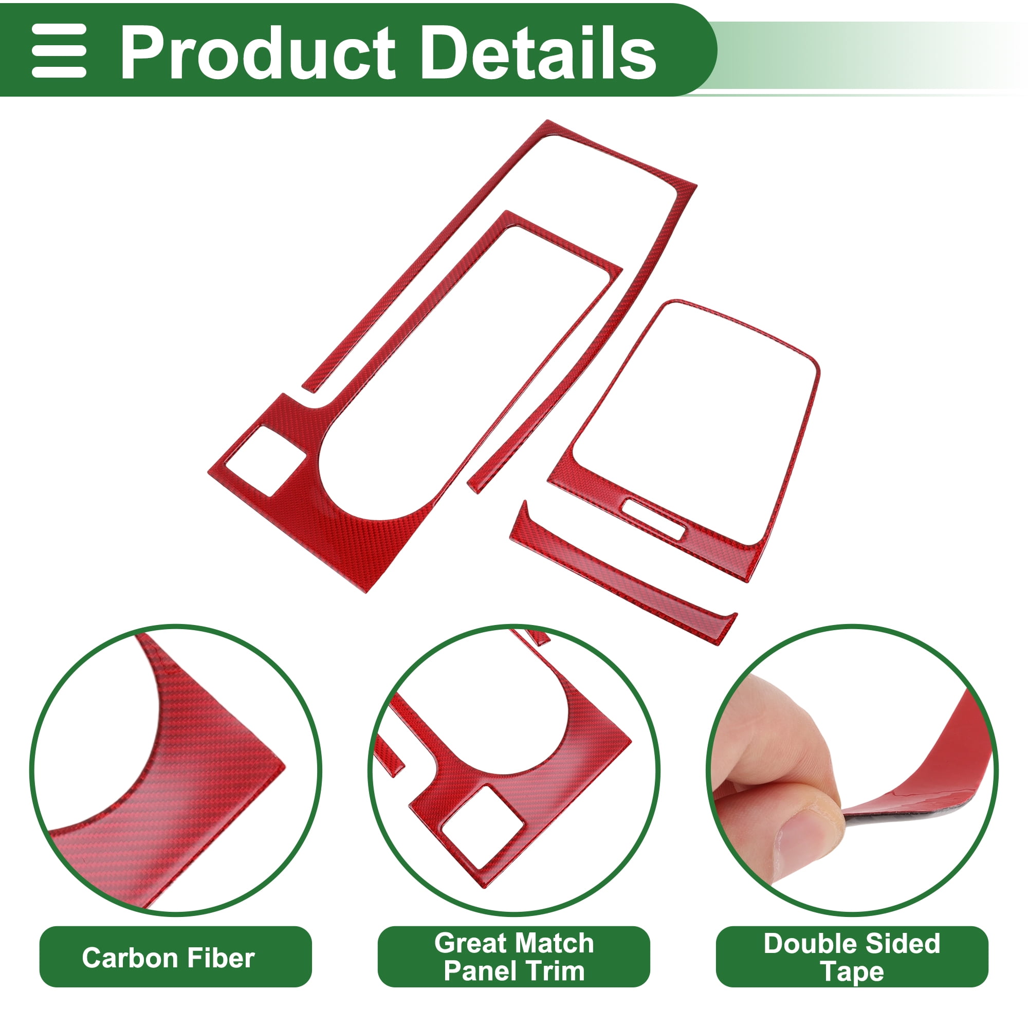 Unique Bargains Central Control Gear Shift Panel Trim Cover for Subaru WRX Saloon 2015-2021 Gear Shift Control Anti-Scratch Panel Sticker Red Full Coverage Trim