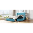 thumbnail image 3 of Upholstered Platform Bed Queen Size Storage Velvet Bed with Wingback Headboard and 1 Big Drawer,2 Side Storage Stool, 3 of 21