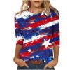 thumbnail image 7 of Gamivast Women's T-Shirts Happy Labor Day Letter Print Crew Neck 3/4 Sleeve Casual Tops Graphic Tees USA Flag Patriotic Holiday Outfits, 7 of 7