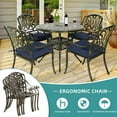 thumbnail image 5 of MEETWARM 5 Piece Outdoor Furniture Patio Dining Set, All-Weather Cast Aluminum Patio Table and Chairs Set- 4 Cushioned Chairs, 1 Round Dining Table with Umbrella Hole for Backyard, Navy Blue, 5 of 8