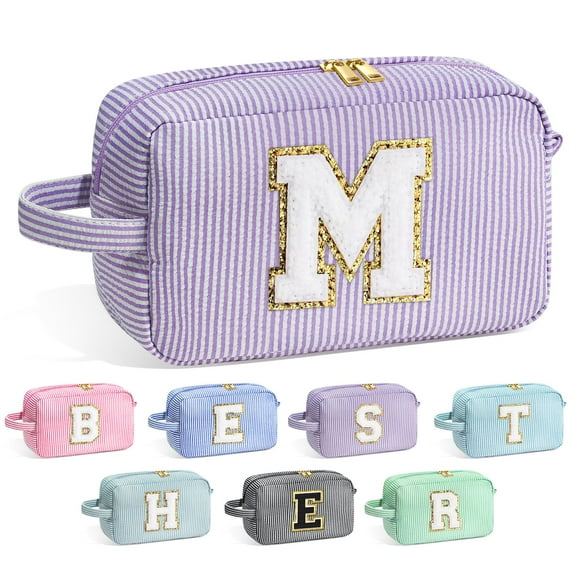 Bolsa de maquillaje YOOLIFE con la inicial del monograma para niñas adolescentes