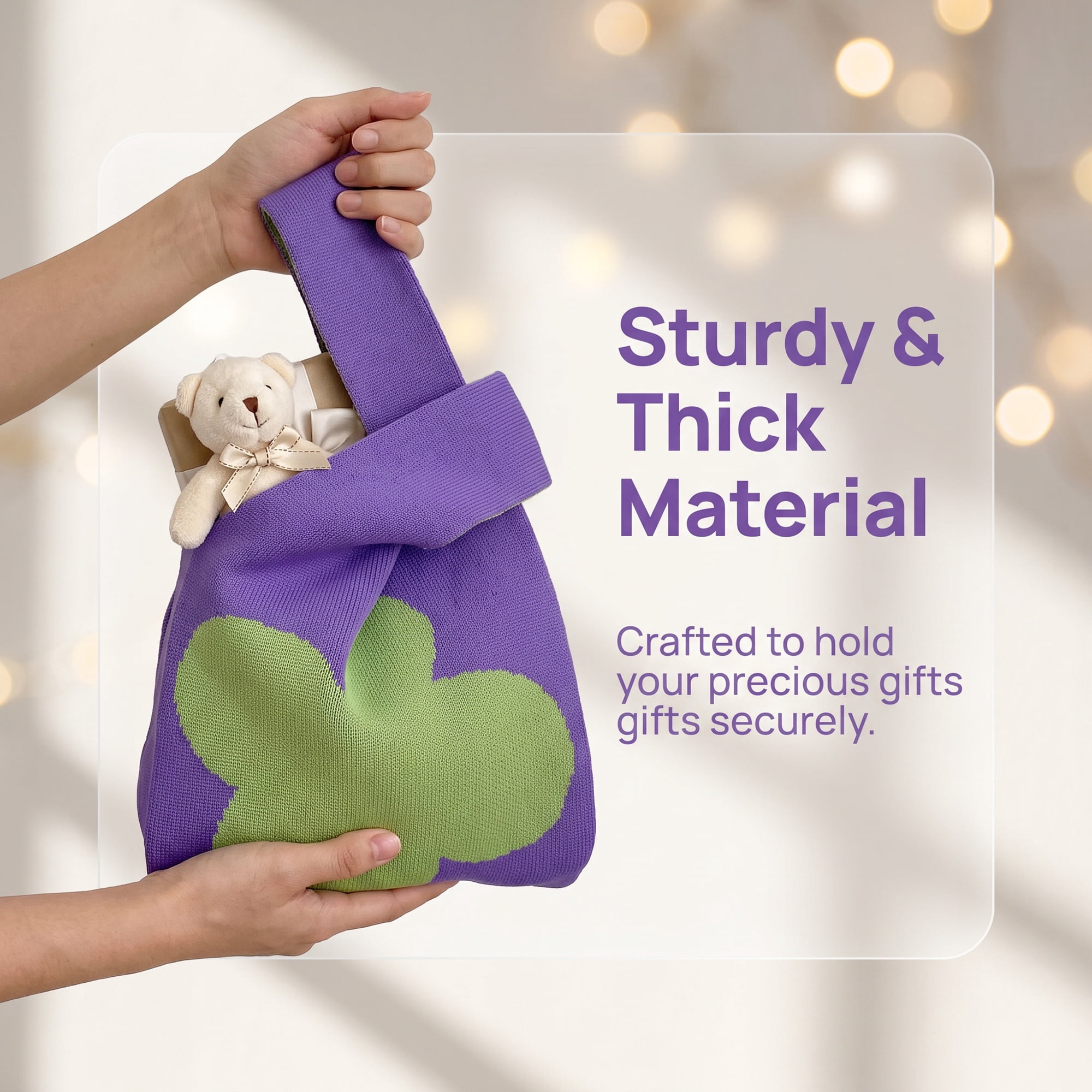 Unique Bargains Cute Cartoon Gift Bags with Handles for Parties 7.5" x 13.4" Purple Grass